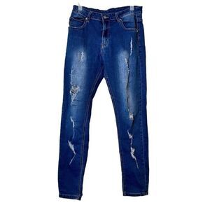 Jeans High Rise Stretch Skinny Jeans Medium Wash Blue Size 32